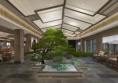 新中式自助餐廳裝修效果圖